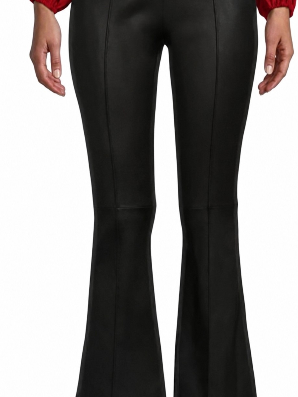 Antonio Melani Women's Black Faux-Leather Flare Pants